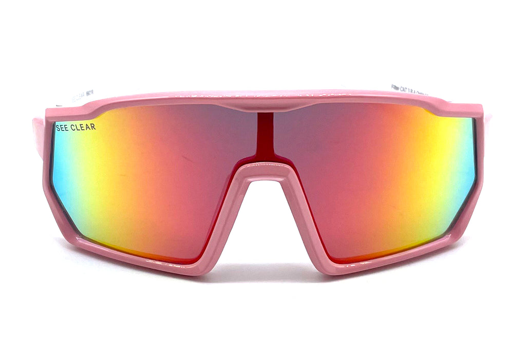 See Clear 66018 Kids Sports Sunglasses – Pink Frame / Rainbow Mirror Lenses