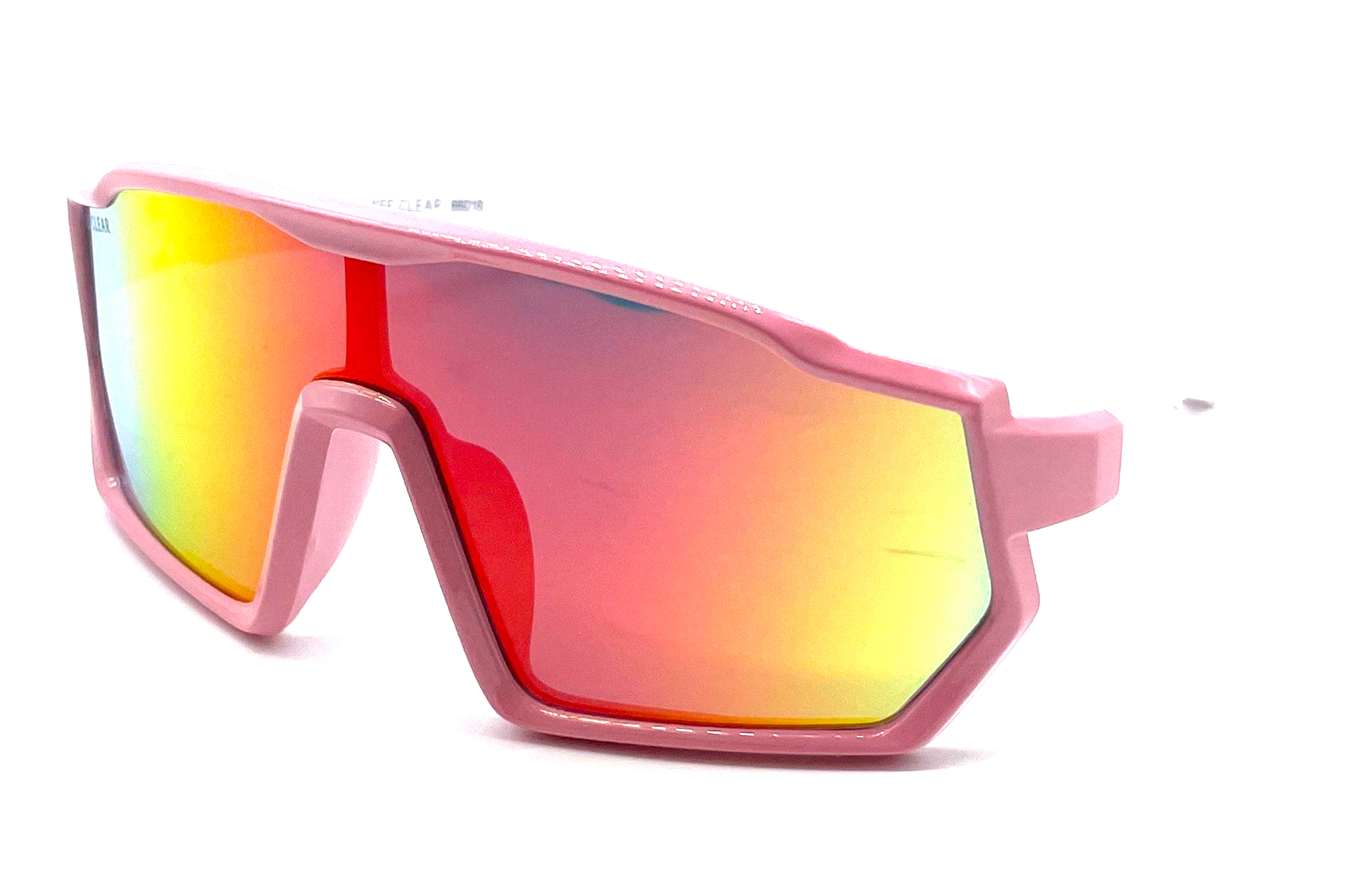 See Clear 66018 Kids Sports Sunglasses – Pink Frame / Rainbow Mirror Lenses