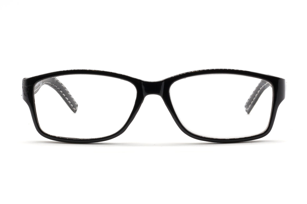 7350 Reading Glasses – Black Frame with Stitched Temples