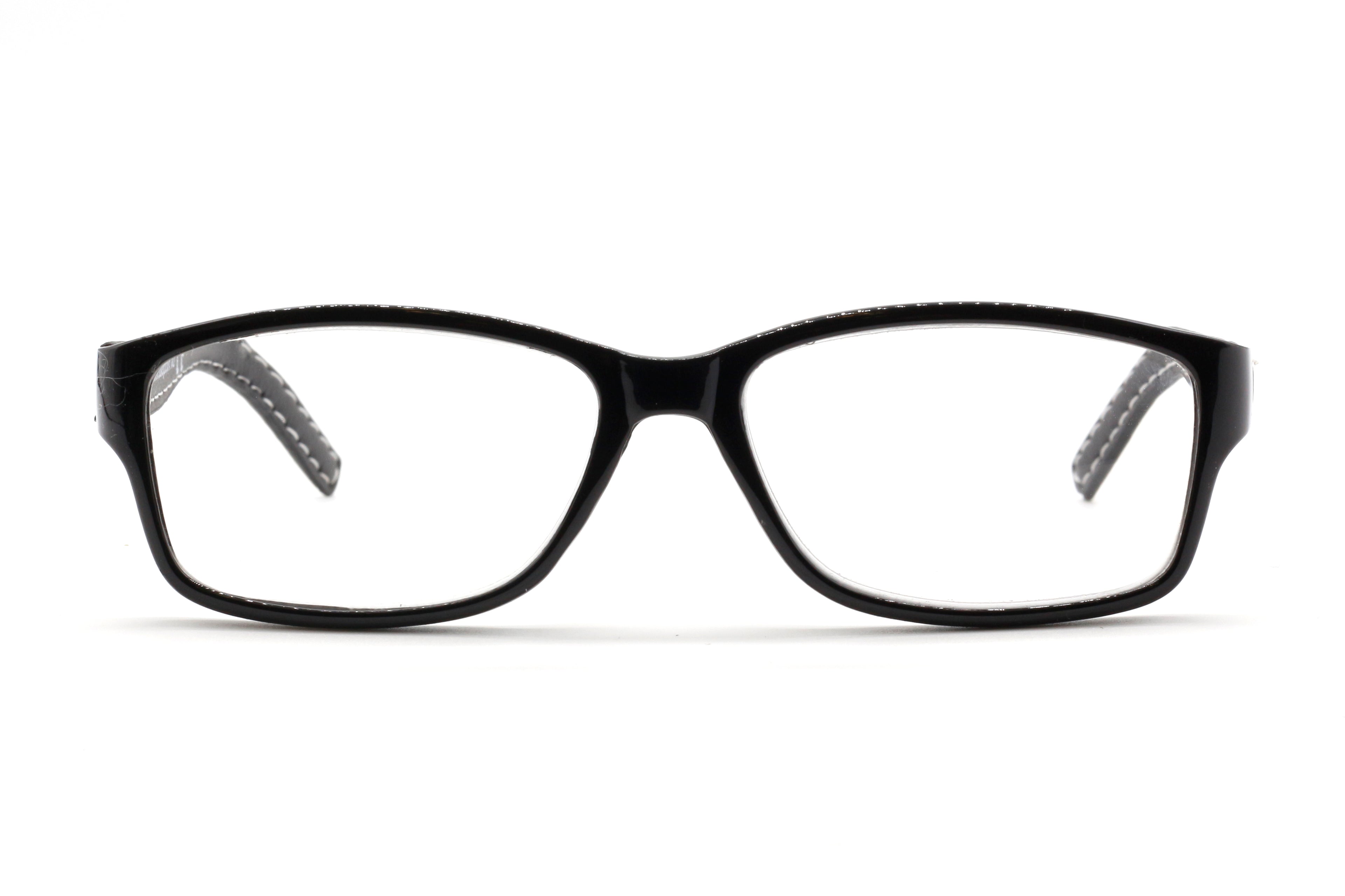 7350 Reading Glasses – Black Frame with Stitched Temples