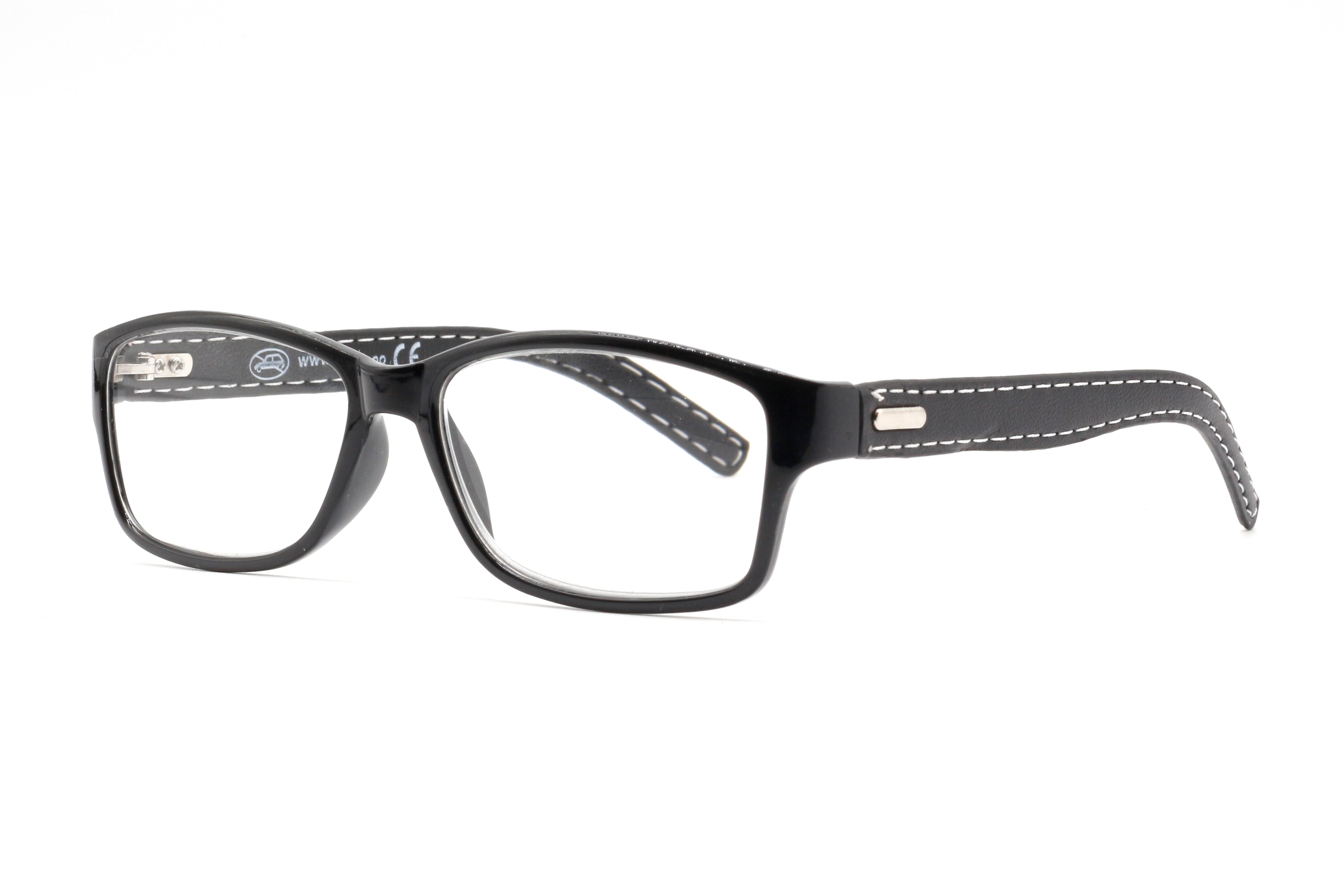 7350 Reading Glasses – Black Frame with Stitched Temples