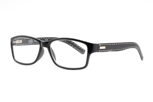 7350 Reading Glasses – Black Frame with Stitched Temples